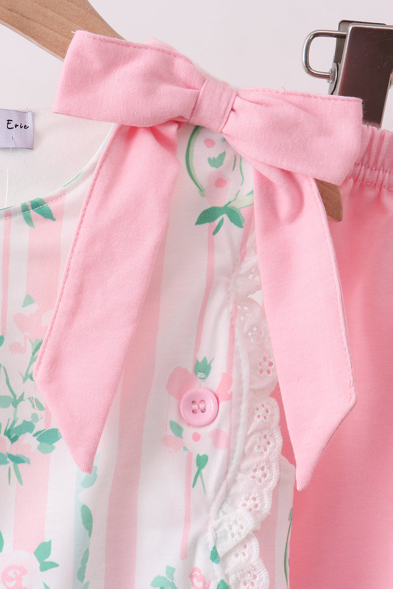 Pink Floral Ruffle Set