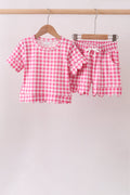 Pink Gingham Scalloped Short set