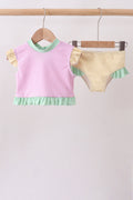Pink Stripe Ruffle Swimsuit
