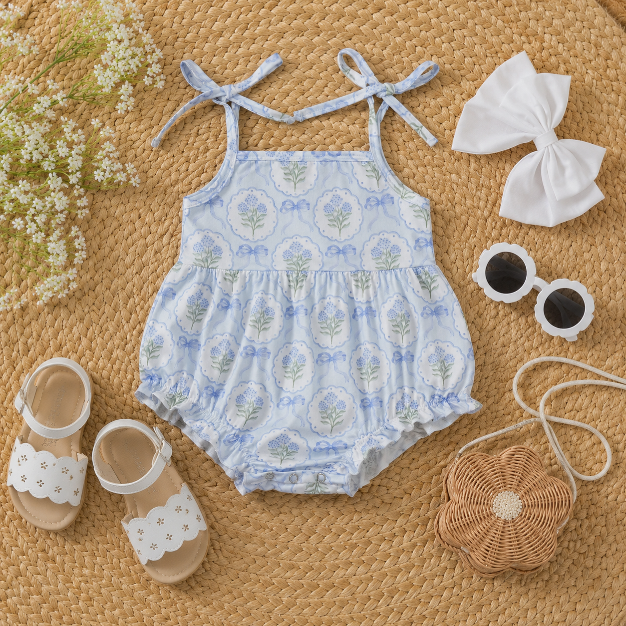 Blue Bow Floral bubble