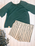 Green striped Short set