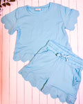 Blue Scalloped Short Set