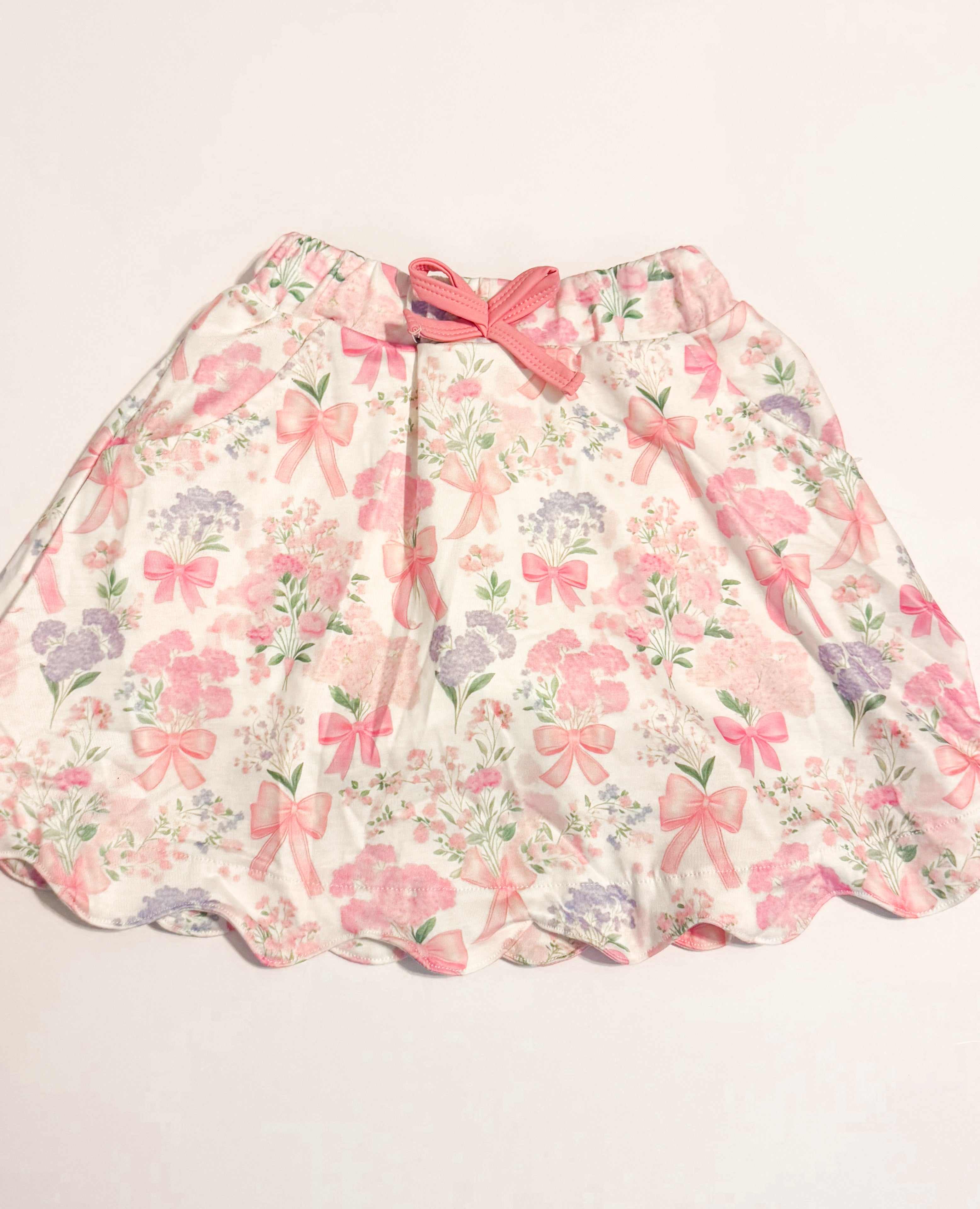 Pink Floral Bow Skort
