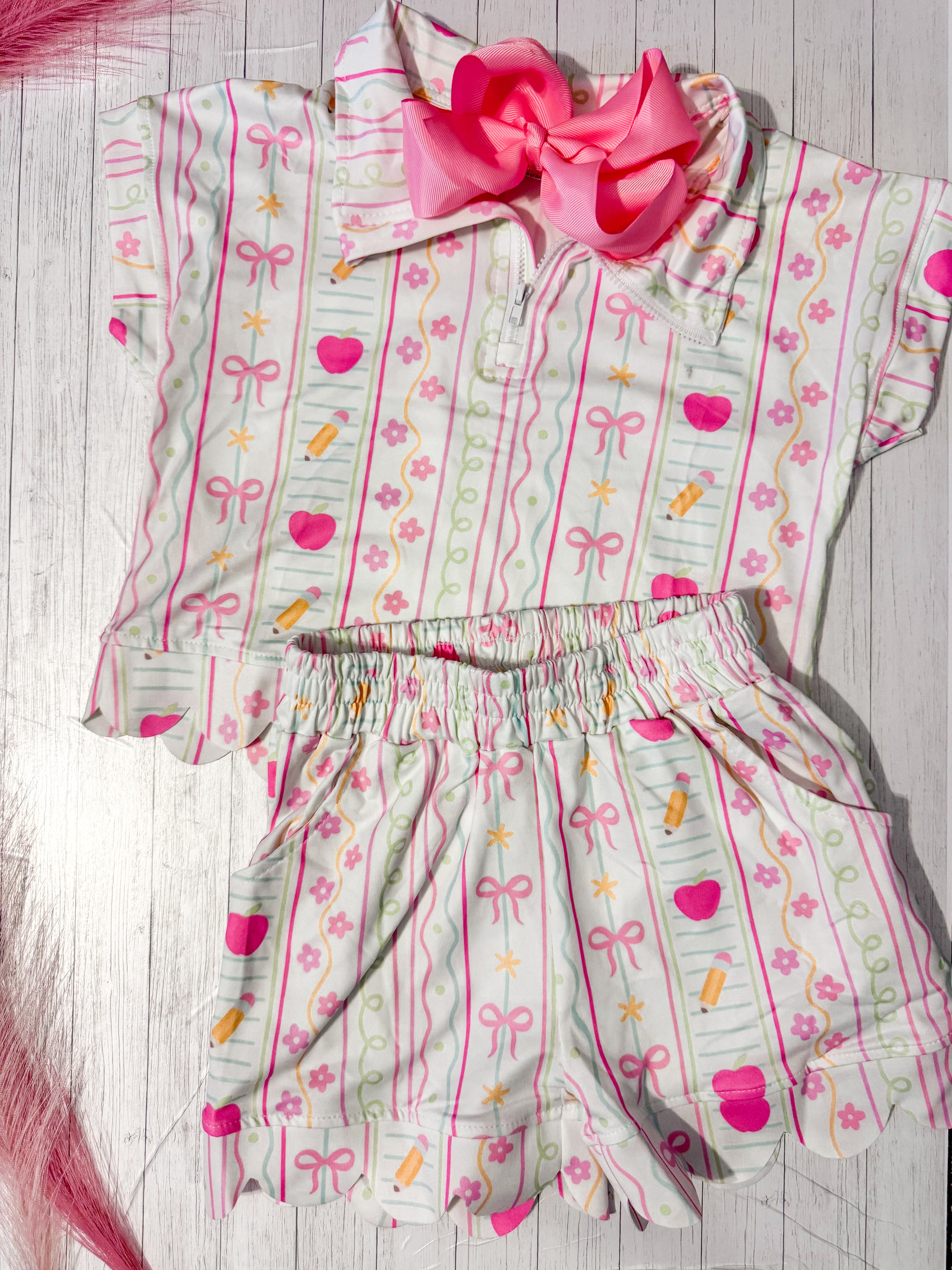 Back to school ruffle short set