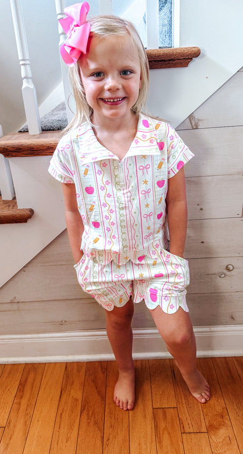 Back to school ruffle short set